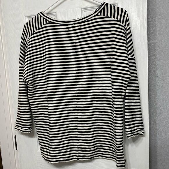 Madewell Black And White Striped Side Button Shirt Small - Picture 6 of 10